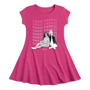 Girls' - Barbie - Choose Kindness Fit & Flair Cap Sleeve Dress - 1 of 1