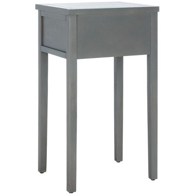 Ash Grey Elm Wood Nightstand with Drawer