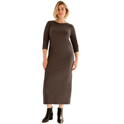 ellos Three-Quarter Sleeve Knit Maxi Dress