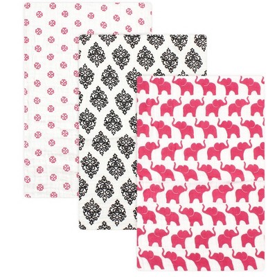 Yoga Sprout Baby Girl Cotton Muslin Swaddle Blankets, Damask, One Size