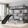 KWPZQEB Triple Bunk Bed with Ladder & Guardrail, Metal Triple Bunk Bed with Slide & Noise-reduced Design,Heavy-duty Bunk Bed, Easy Assembly, Black - 3 of 4