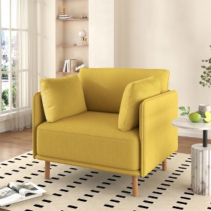 39" Modern Accent Chair, Upholstered Comfy Reading Armchair, Single Seat Sofa Chair With Pillow, Lounge Chair for Living Room Bedroom Balcony - 1 of 4