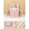6-Layer Jewelry Box with Mirror, Lock & 5 Drawers, Multi-Function Organizer for Necklaces & Bracelets, Silver and Pink - 2 of 4
