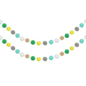 Unique Bargains Party Decorative Polyester Yarn Pom Pom Balls Garlands 8.2 Feet 2 Pcs - 1 of 4