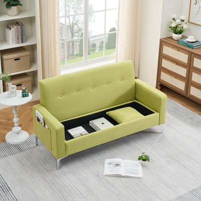 GlasFlength Sofas Modern Sofa with Comfortable Seating for Living Room or Lounge Area Green,57.1”*24.4”*30"