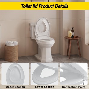 Elongated Toilet Cover with Integrated Toddler Insert and Quick-Release Hinges, Family-Friendly Potty Training Design - 1 of 4