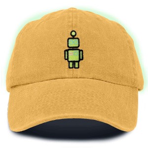 Dalix Robot Embroidered Glow in the Dark Retro Dad Hat Cotton Baseball Cap Adjustable Mens - 1 of 4