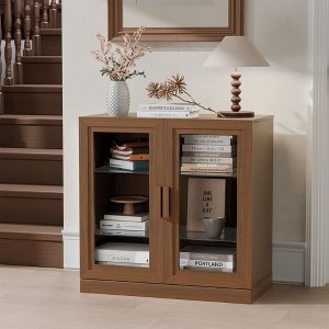 PexFix Modular Sideboard Buffet Cabinet with Tempered Glass Doors Credenza Console Table for Living Room Kitchen Dining Room Entryway - 1 of 4