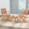 Tangkula 3 PCS Eucalyptus Wood Patio Bistro Set w/ 2 Folding Arm Chairs for Porch - 2 of 4