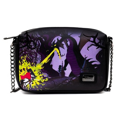 Disney Bag, Crossbody, Rectangle, Sleeping Beauty Prince and Dragon Scene with Aurora Pose, Vegan Leather
