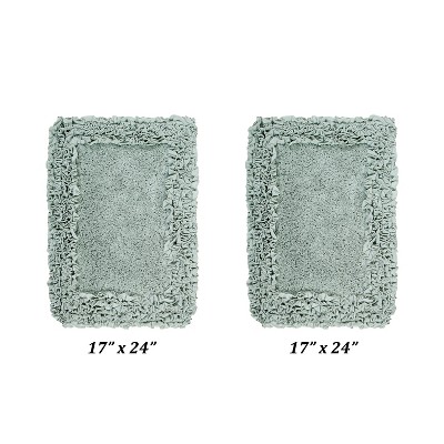 Shaggy Border Collection 2-Piece Bath Rug Set 100% Cotton Tufted Weave Ruffle Border Pattern Bathroom Rug for Machine Washable Bathmat