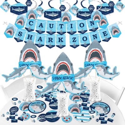 Big Dot of Happiness Shark Zone - Jawsome Party or Birthday Party Supplies - Banner Decoration Kit - Fundle Bundle