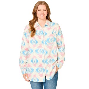 Woman Within Plus Size Soft Sueded Moleskin Shirt - 1 of 4