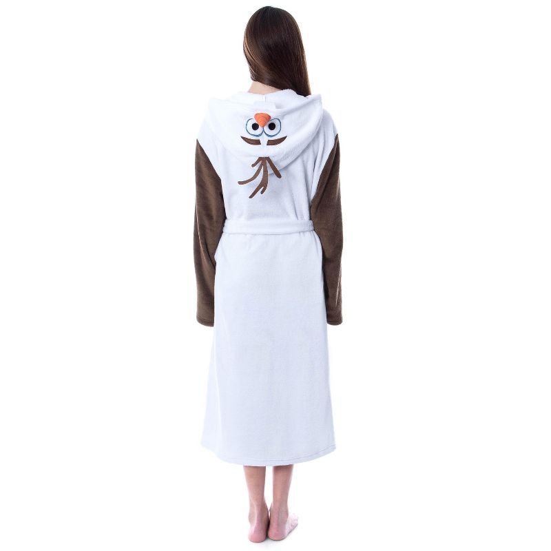 Disney Adult Frozen Snowman Olaf Costume Robe Hooded Bathrobe White, 3 of 7