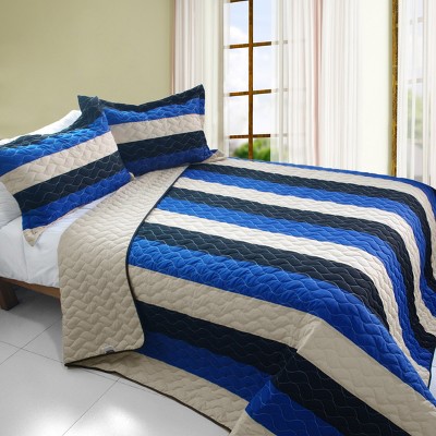 Slickblue Handmade Vermicelli-Quilted Patchwork Quilt Set, Includes Standard Shams, Full/Queen Bedding — фото 2