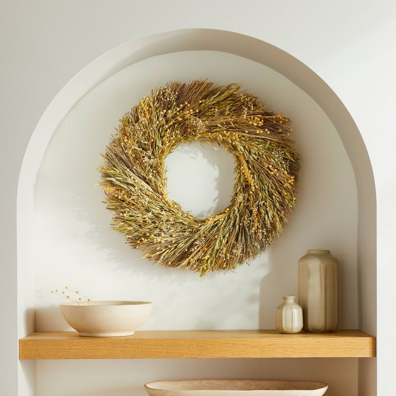21&#34; Preserved Grass &#38; Lino Wreath - Hearth &#38; Hand&#8482; with Magnolia, 3 of 6