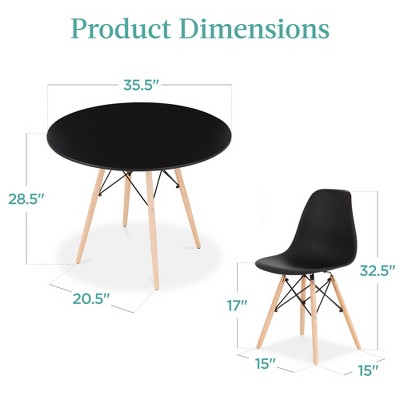 Compact Black and Oak 5-Piece Mid-Century Modern Dining Set