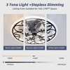 20" Retro Matte Floral Ceiling Fan with 3-Color LED Ring Light, Flush Mount Design and Brushed Gold Accents for Bedroom & Living Room,Black - 2 of 4