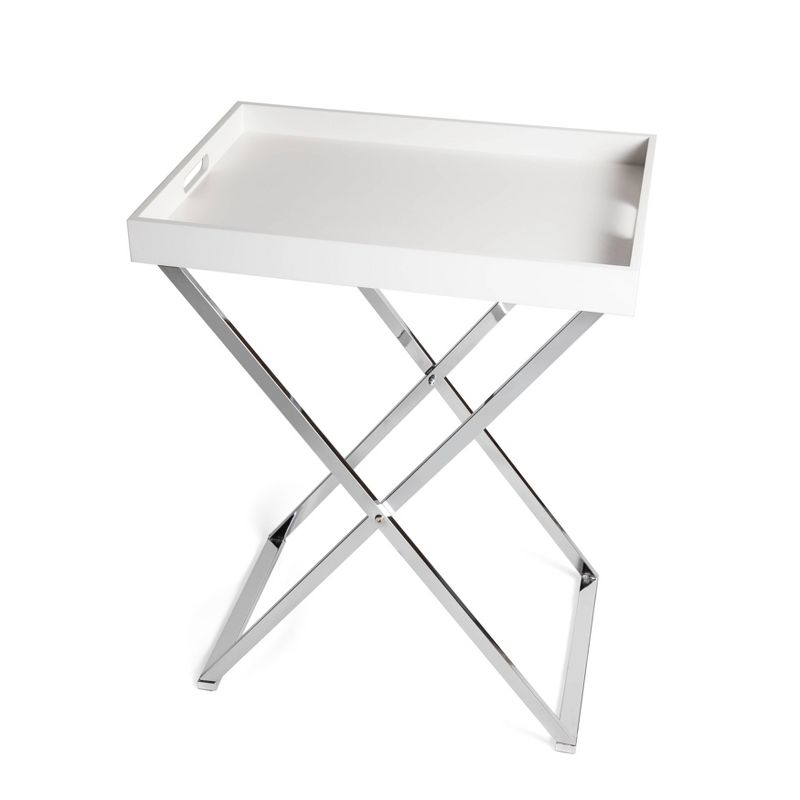 Rectangular Folding Side Table with Removable Tray White/Chrome - Danya B., 1 of 9