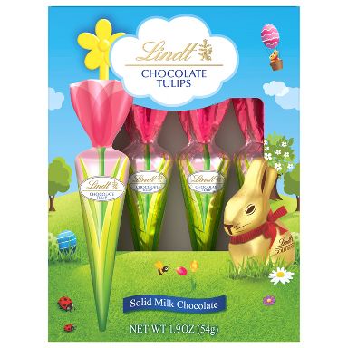 Lindt Easter Solid Milk Candy Tulips Chocolate - 1.9oz/4ct
