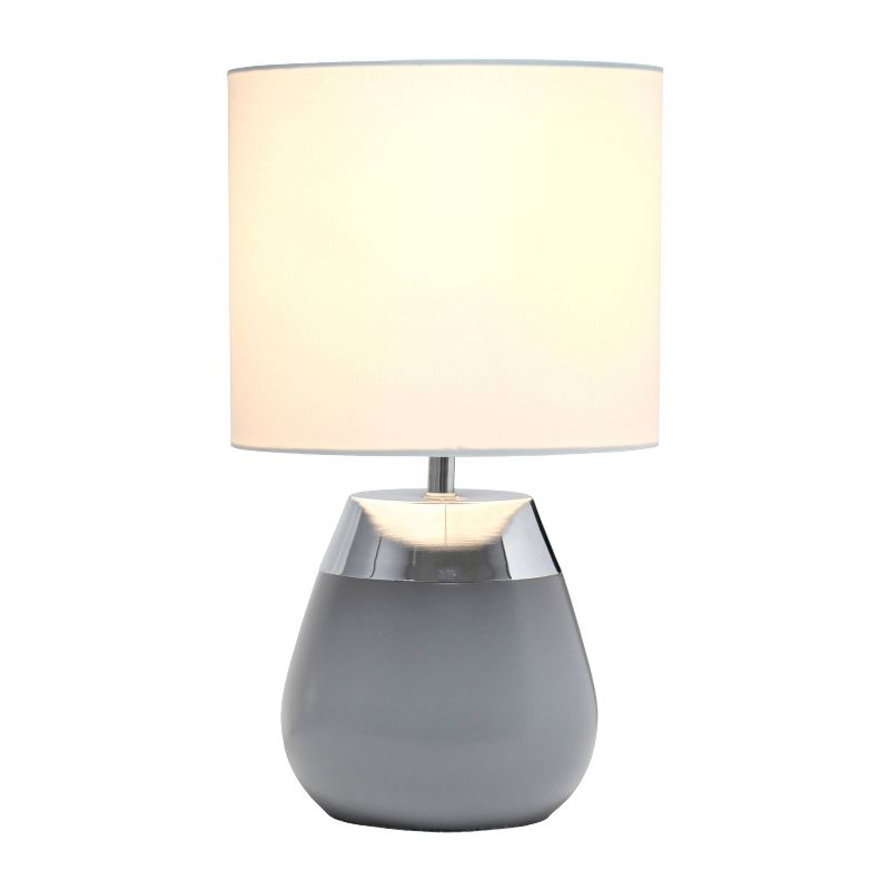 14" Tall Modern Contemporary Two-Tone Metallic Bedside 4 Settings Touch Table Desk Lamp - Simple Designs, 2 of 9