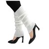 Allegra K Women's Knitted Solid Color Warm Knee High Length Ribbed Leg  Warmers White One Size : Target