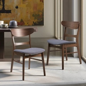 GDFStudio Isador Mid Century Modern Fabric Upholstered Wood Dining Chairs (Set of 2) - 1 of 4