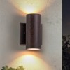 LLHZSY 7 1/10" 2-Light Up and Down LED Outdoor Wall Light, Waterproof Cylinder Exterior Sconce-Black Walnut Wood-Grain Finish - 2 of 4