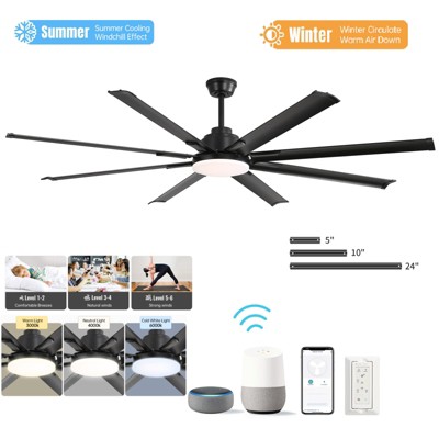 84 Inch High CFM Ceiling Fan W/Light Smart Life APP Remote Control Timer For Alexa Google