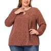 Agnes Orinda Women's Plus Size Chiffon Keyhole Long Sleeve Floral Blouses - 2 of 4
