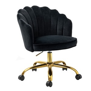 Belanda  Modern Velvet Task Chair with Golden Base and Tufted Back for Living Room and Office Room | KARAT HOME - 1 of 4