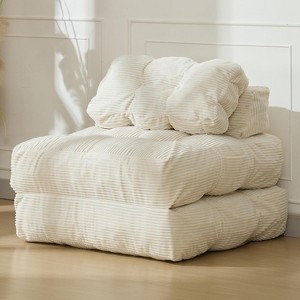 Beige Folding Sofa Bed 2-Pack - Convertible sleeper chairs with pillows & back support. Machine washable for living room & bedroom. - 1 of 4