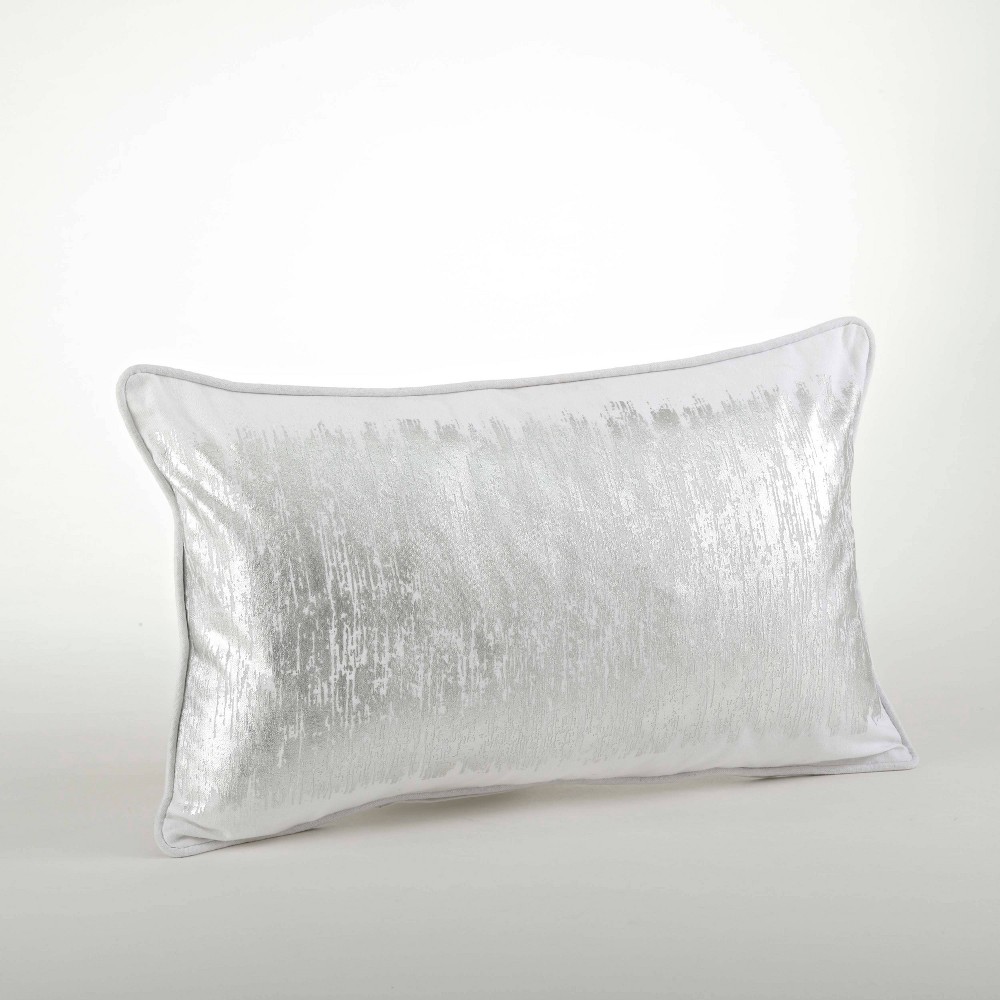Photos - Pillow 12"x20" Oversize Down Filled Metallic Banded Design Lumbar Throw  Si
