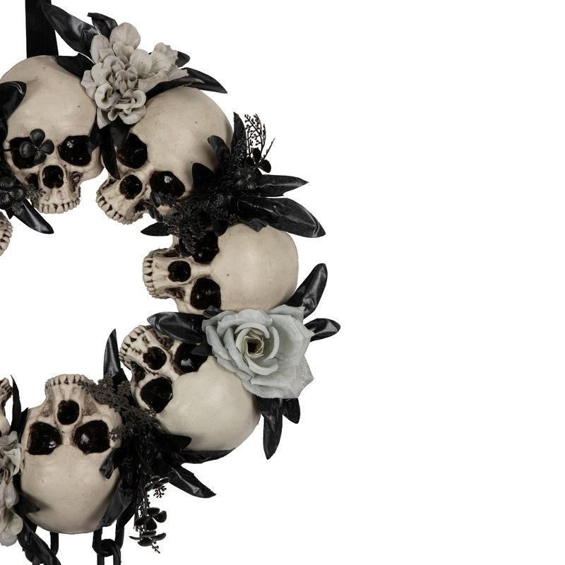 Northlight Skulls and Chains with Gray Roses Halloween Wreath, 15-Inch, Unlit, 4 of 7
