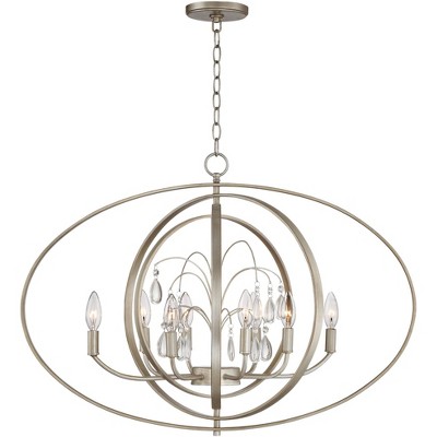 Champagne Satin Silver Crystal Orb 8-Light Chandelier