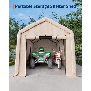 7x15FT Outdoor Portable Storage Shed, Heavy-Duty Shelter Waterproof PE Tarp, UV-Resistant Storage Sheds for Motorcycle,Tools - 1 of 4