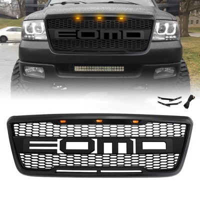 AMERICAN MODIFIED Raptor Style Front Grill Bumper Hood Mesh Grille w/LED  Lights Compatible with Ford F150 2004-2008 Pickup Trucks, Matte Black