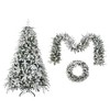 YOOCOZZ 3 Pieces  Christmas Decorations - Christmas Snow Flocked Tree 6ft, Snow Flocked Wreath, Xmas Snow Garland 9ft with Warm LED Lights - 3 of 4