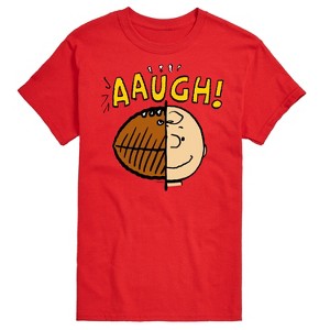 Men's - Peanuts - C Brown Half Football Head Short Sleeve Graphic T-Shirt - 1 of 4