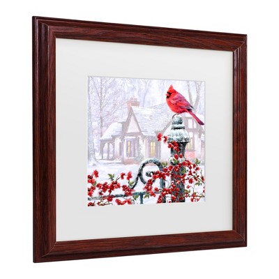 Trademark Fine Art -The Macneil Studio 'Cardinal on Gatepost' Matted Framed Art