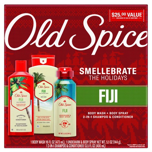Old Spice Fiji Holiday Gift Set - Body Wash + Body Spray + 2-in-1 Hair Care - 3pk - image 1 of 4
