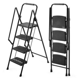 VisioGear Four step ladder, Folding Four Step Stool with Safety Handle, Multi-Purpose Step Ladder for Home, Kitchen, Black, 35"*18.11"*54.33" - 1 of 4