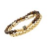 Steeltime Men's set of 2 18k gold plated stainless steel rounded box chain bracelet and tiger eye beaded bracelet - 2 of 4