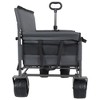 HTUTWOO Collapsible Folding Utility Cart Wagon, Outdoor Garden Wagon Cart with All-Terrain Wheels, Bench Seat & Storage 220 lbs Weight Capacity - 3 of 4