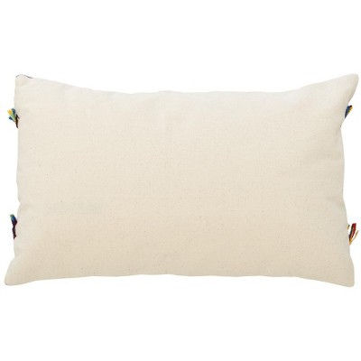 Colorful Bohemian Rectangular Pillow with Fringe and Tassels