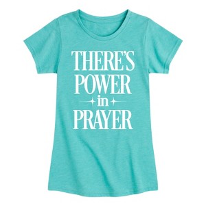 Girls' - Instant Message - Theres Power In Prayer Fitted Short Sleeve Graphic T-Shirt - 1 of 4