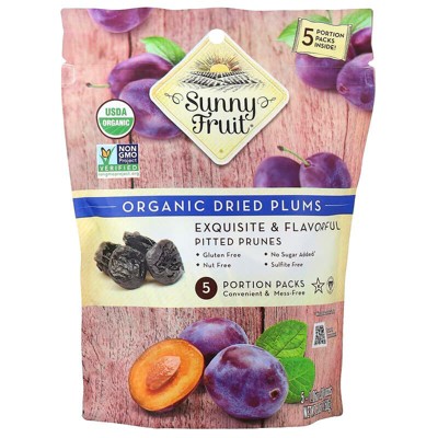 Sunny Fruit, Organic Dried Plums, 5 Portion Packs, 1.06 oz