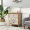 LuxenHome 3-Drawer 28.2" H x 25.2" W Natural Wood White Floral Accent Chest. Brown - 4 of 4