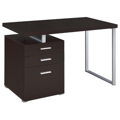 Vynxaria Reversible 3-Drawer Office Computer Desk with File Cabinet, Metal Frame Home Office Workstation