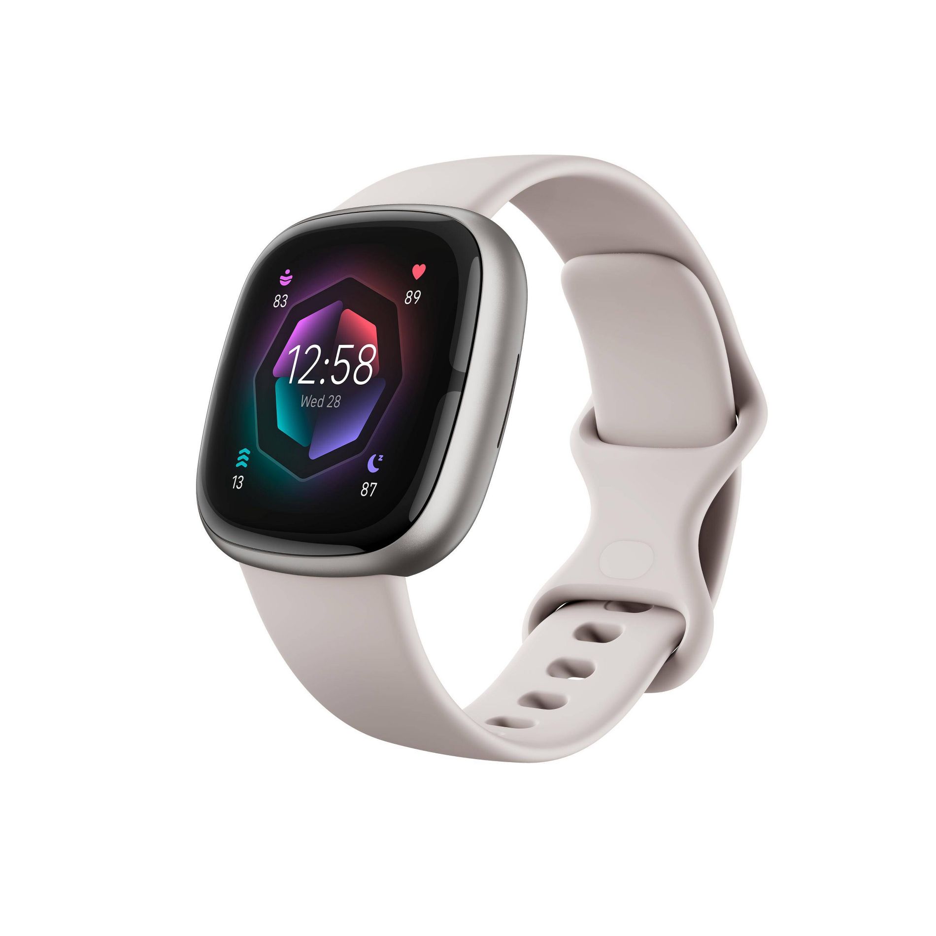 Fitbit Sense 2 Smartwatch - Platinum Aluminum with Lunar White Band